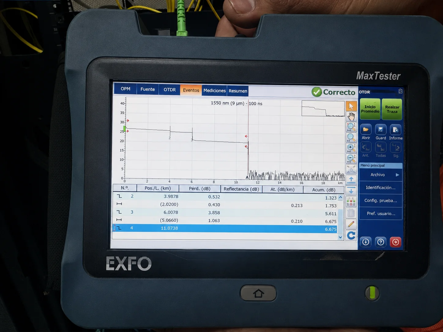 Pruebas OTDR con equipo EXFO